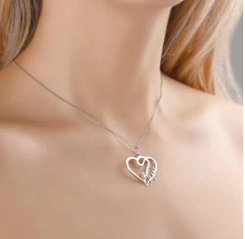 Personalized Custom Name Necklaces Double Heart Pendant Women Necklace