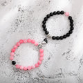 Bracelets couple magnétiques – Pierre naturelle, pendentif cœur à distance