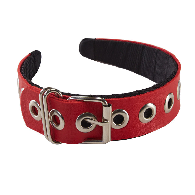 Serre-tête punk fait main en cuir PU avec détails métalliques sous-culturels gothiques
