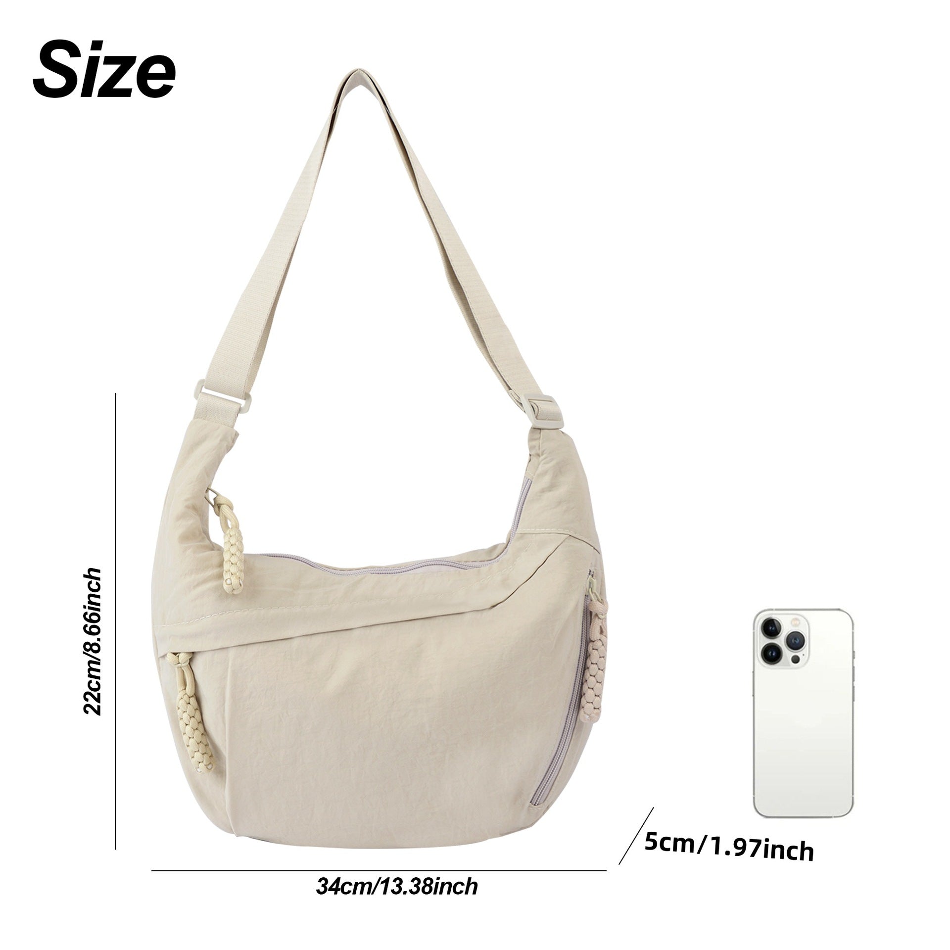 Sac bandoulière simple en nylon de grande capacité pour femme