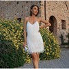 Sexy Tassel Sequin Feather Summer Mini Dress Women V-Neck Spaghetti Strap Patchwork Dresses Female Elegant Evening Party Club Dress