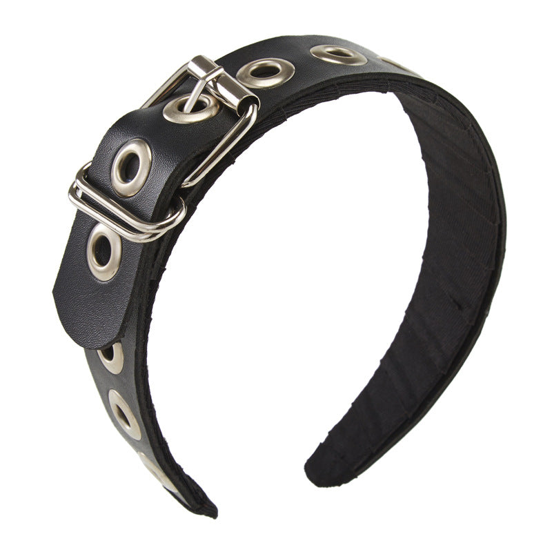 Serre-tête punk fait main en cuir PU avec détails métalliques sous-culturels gothiques