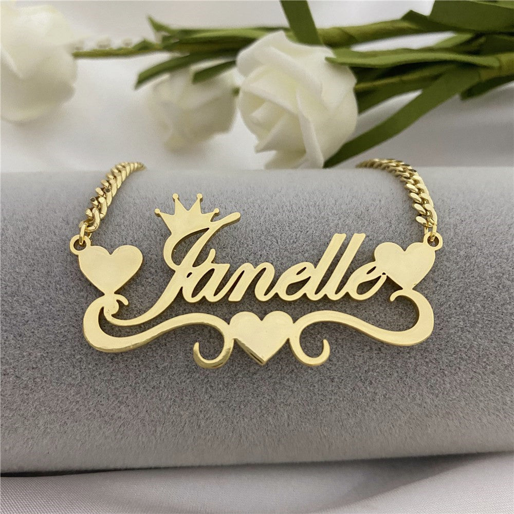 DIY Name Custom Necklace Couple Stainless Steel Pendant