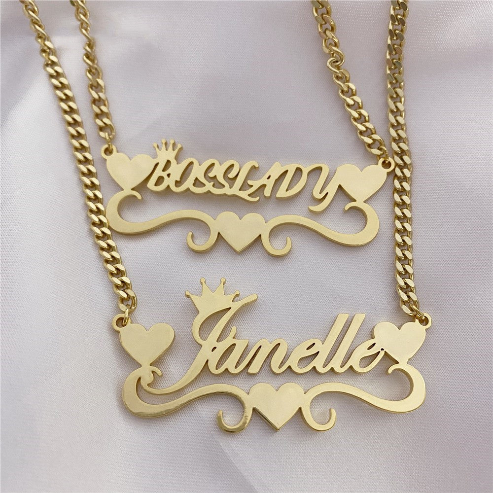 DIY Name Custom Necklace Couple Stainless Steel Pendant