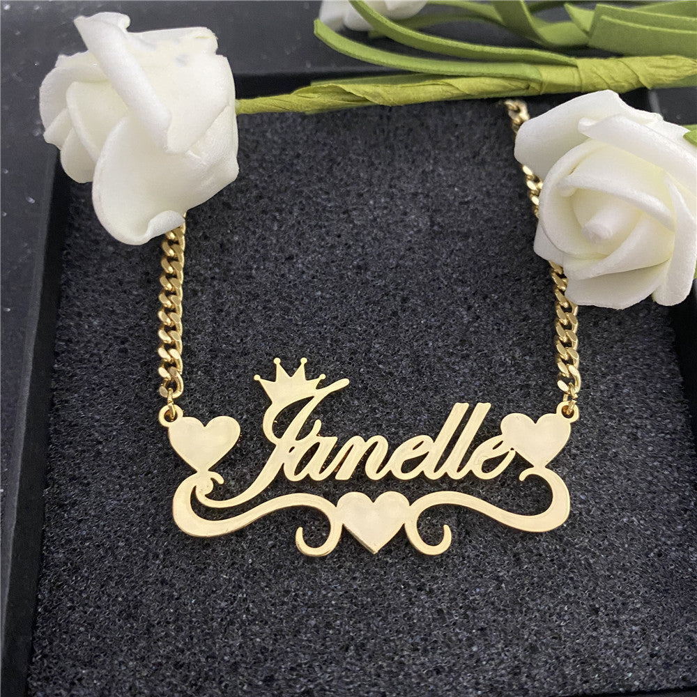 DIY Name Custom Necklace Couple Stainless Steel Pendant
