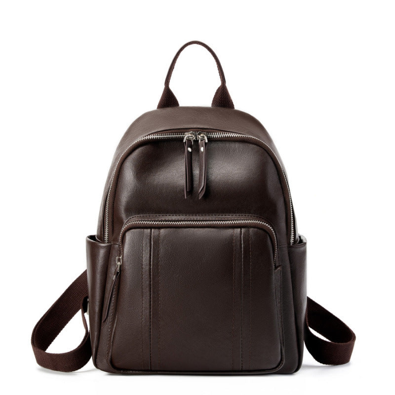 Fashionable Large-Capacity Women's Backpack - Genuine Leather