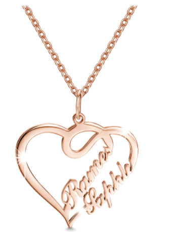 Personalized Custom Name Necklaces Double Heart Pendant Women Necklace