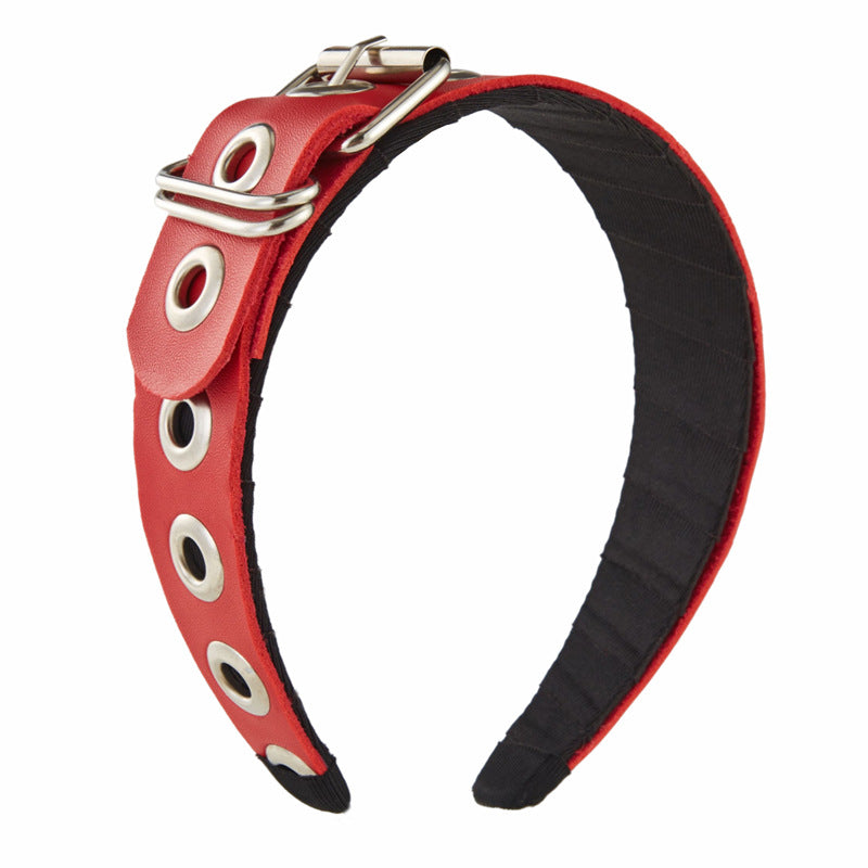Serre-tête punk fait main en cuir PU avec détails métalliques sous-culturels gothiques