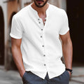 Men's Retro Cotton and Linen Casual Button Short Sleeves