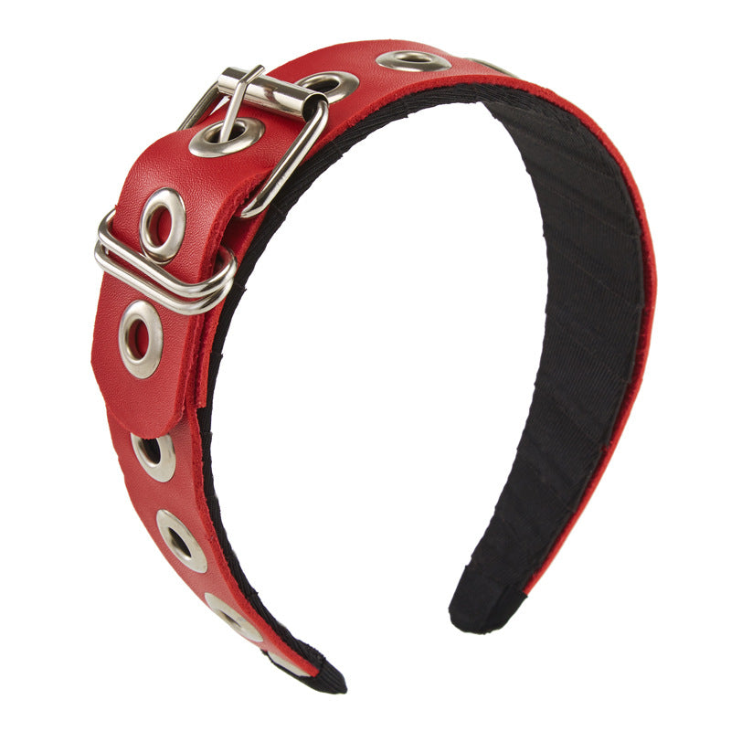 Serre-tête punk fait main en cuir PU avec détails métalliques sous-culturels gothiques