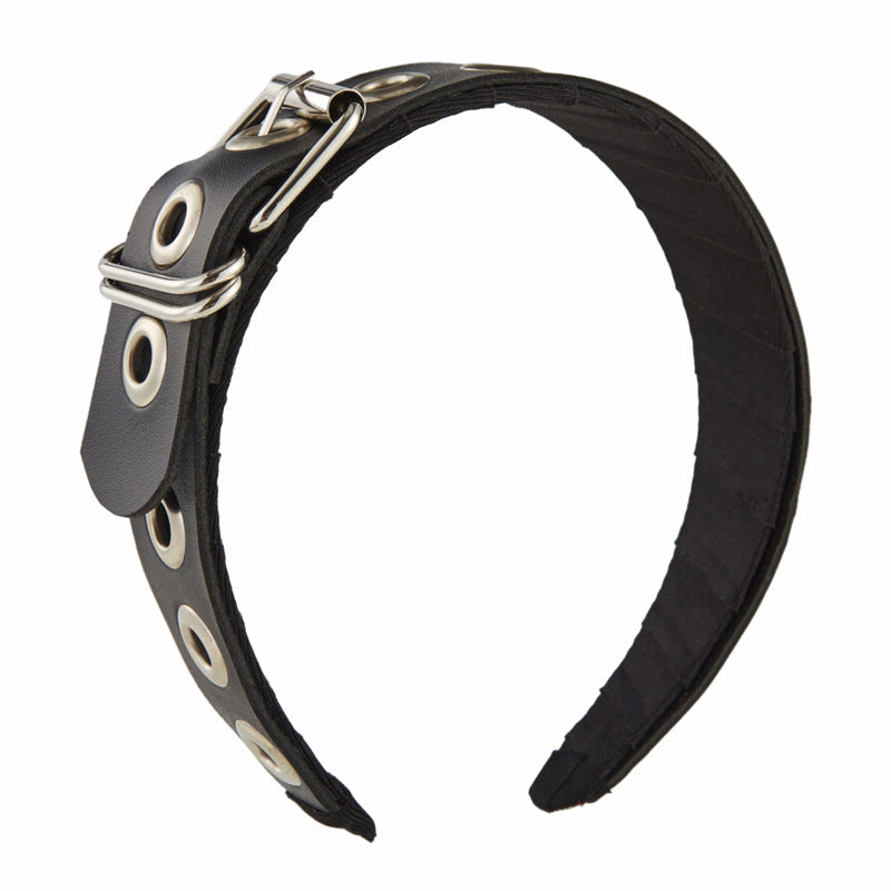 Serre-tête punk fait main en cuir PU avec détails métalliques sous-culturels gothiques